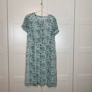 Boden green and white print midlength dress.